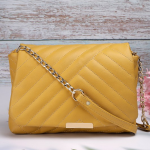 "Yellow Textured Structured Sling Bag "